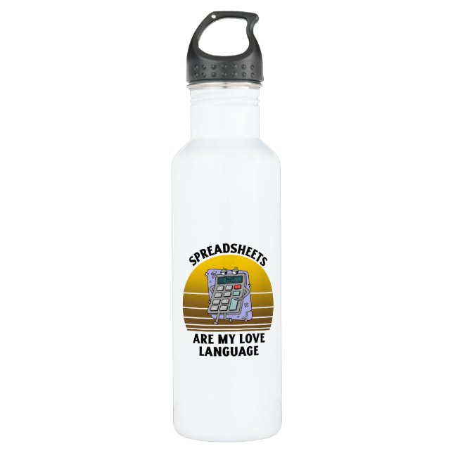 Spreadsheets are my love language stainless steel water bottle (Front)