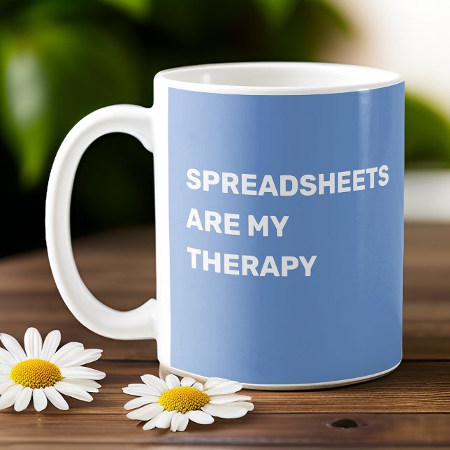 Spreadsheets Are My Therapy - Light Blue Coffee Mug (Creator Uploaded)