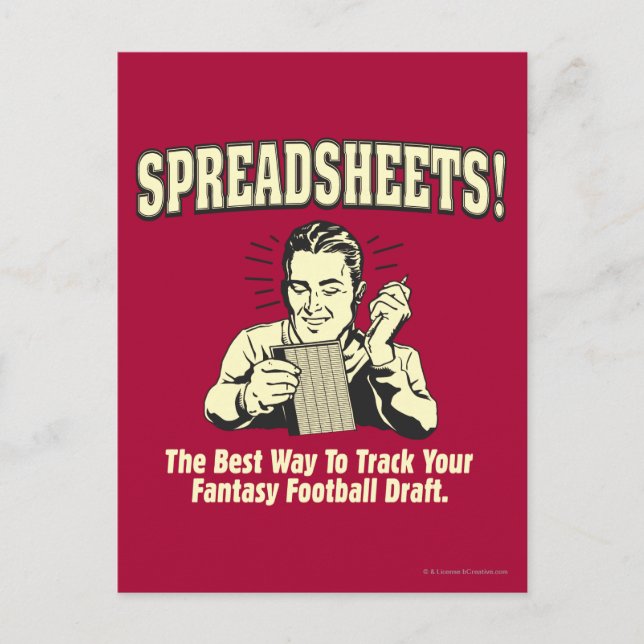 Spreadsheets: Track Your Fantasy Football Draft Postcard (Front)
