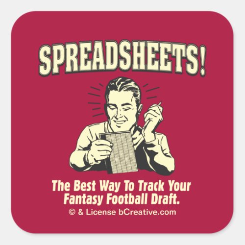 Spreadsheets Track Your Fantasy Football Draft Square Sticker