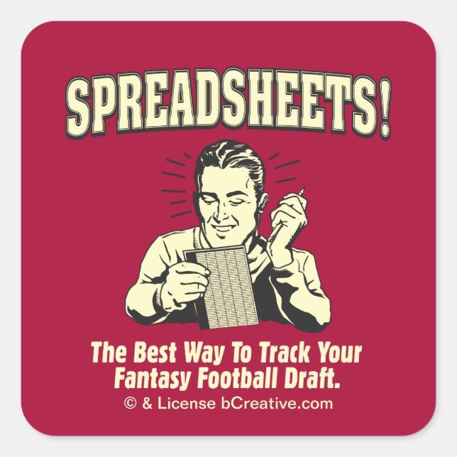 Spreadsheets: Track Your Fantasy Football Draft Square Sticker (Front)