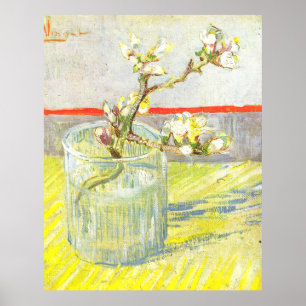 Sprig of flowering almond in a glass van Gogh Poster