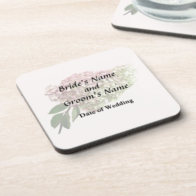 Sprig of Hydrangea Wedding Products Drink Coaster (Left Side)