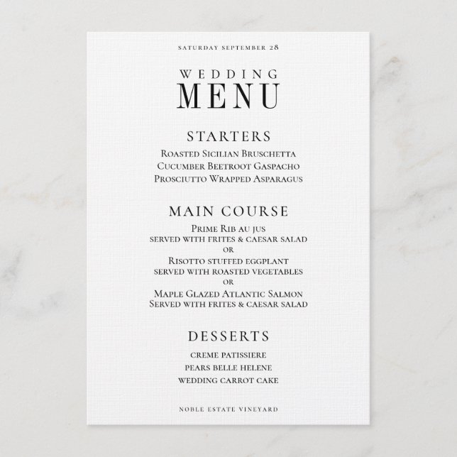 Sprig Wreath Classic Wedding Dinner Menu (Front)