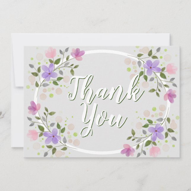 Sprigs of Flowers Framed Design Wedding Thank You (Front)