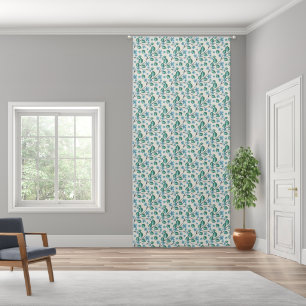 Sprigs with green leaves and blue flowers. blackout curtains