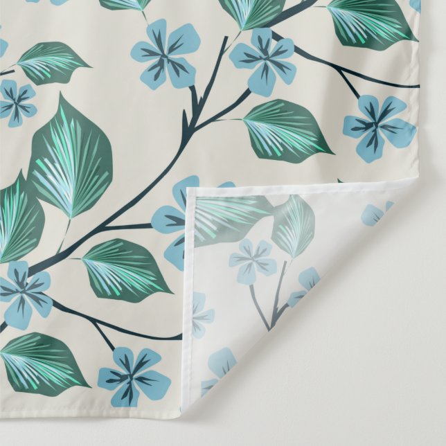 Sprigs with green leaves and blue flowers. tapestry (Detail)