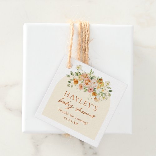 Sprin Floral Girl Baby Shower Thank You Favor Tags