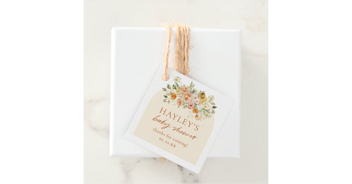 Sprin Floral Girl Baby Shower Thank You Favor Tags | Zazzle