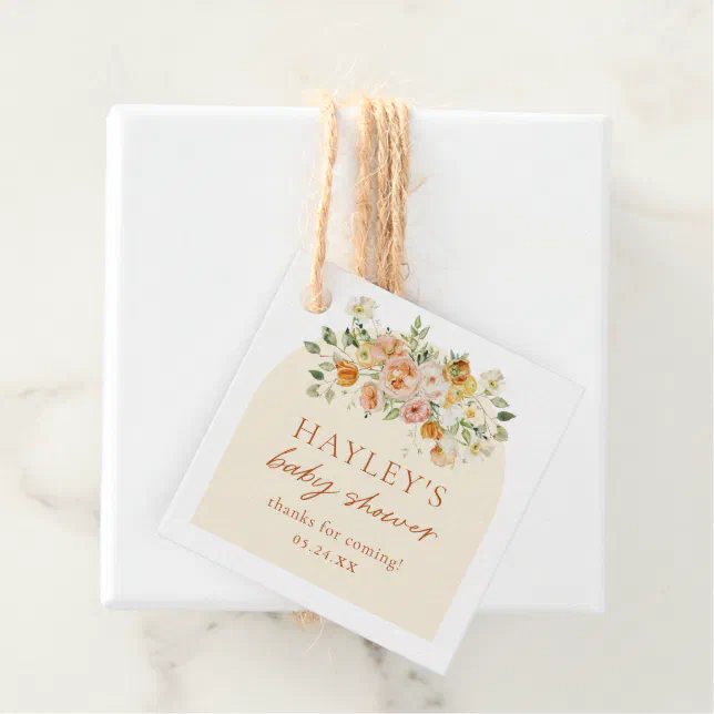 Sprin Floral Girl Baby Shower Thank You Favor Tags | Zazzle
