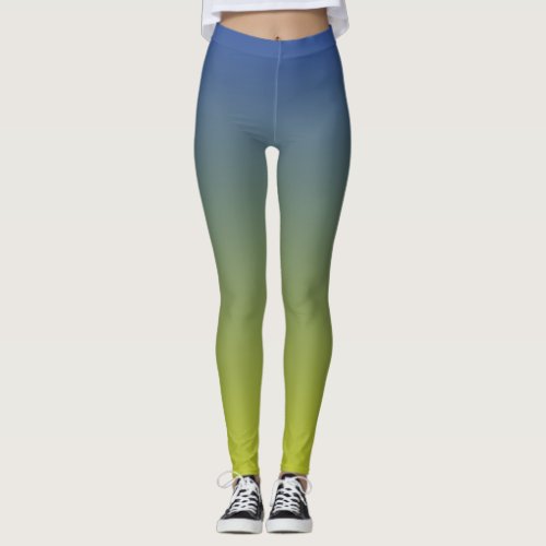 Spring 2024 _ Blue to Green Fade Leggings