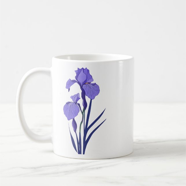 Spring 42 flowers, line drawing, minimalist, gift coffee mug (Left)