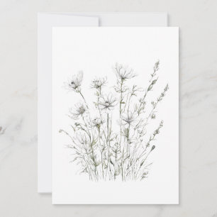 Spring 50 flowers, line drawing, minimalist, gift invitation