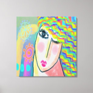 Spring Abstract Digital Portrait of a Woman Canvas Print