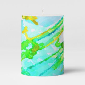"Spring" Abstract Watercolor Pillar Candle