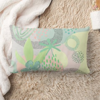 Spring Abstraction Pastel Floral Lumbar Pillow