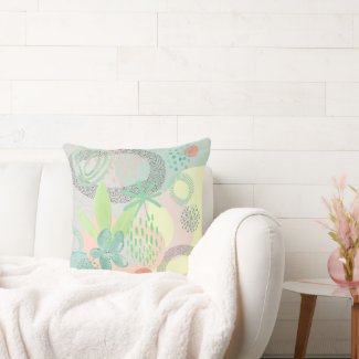 Spring Abstraction Pastel Floral Throw Pillow