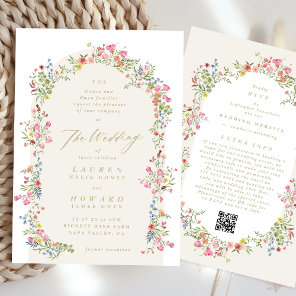 spring all in one RSVP DETAILS floral arch wedding Invitation