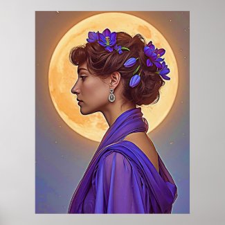 Spring Allegory - woman with purple flowers