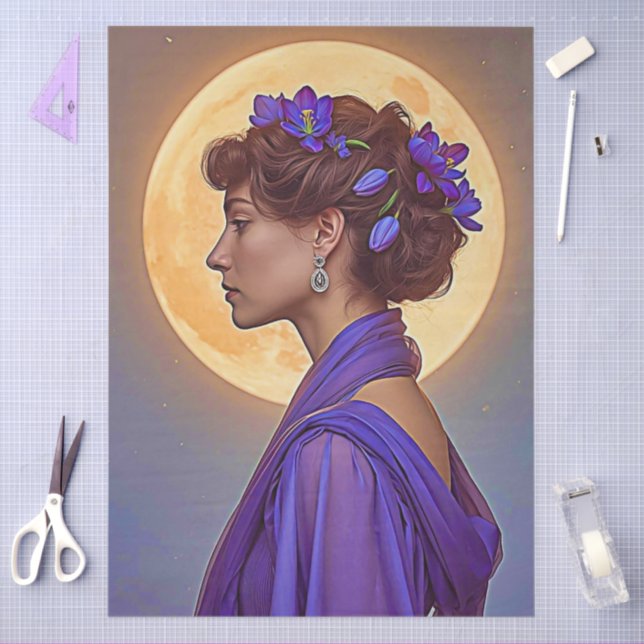 Spring Allegory -  woman with purple flowers  Tissue Paper (Craft)