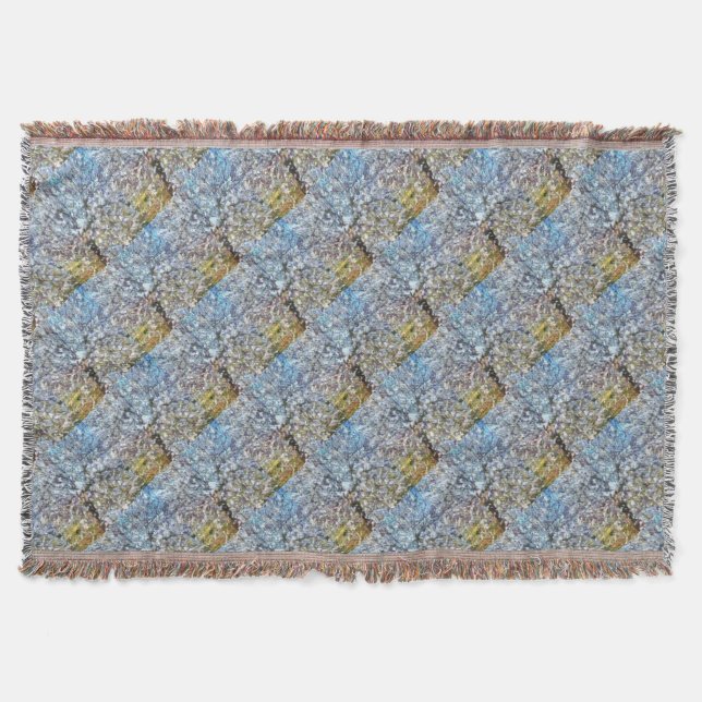 Spring Almond Blossom Pointillism Artwork Throw Blanket (Front)
