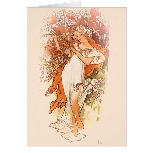 Spring - Alphonse Mucha Art Nouveau Cards (Front)