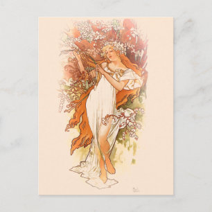 Spring - Alphonse Mucha Art Nouveau Postcard