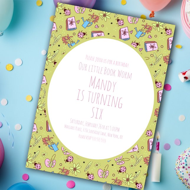 Spring and Book Lovers Birthday Party Invitation (Creator Uploaded)