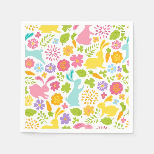 Spring And Easter Bunny Pattern Gift, Easter Decor Napkins (Front)