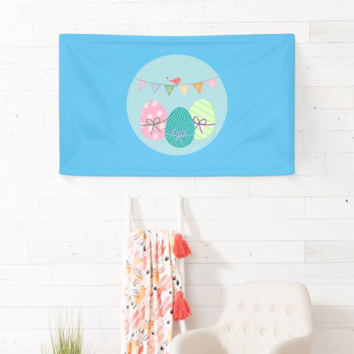 Spring and Easter colorful eggs Banner