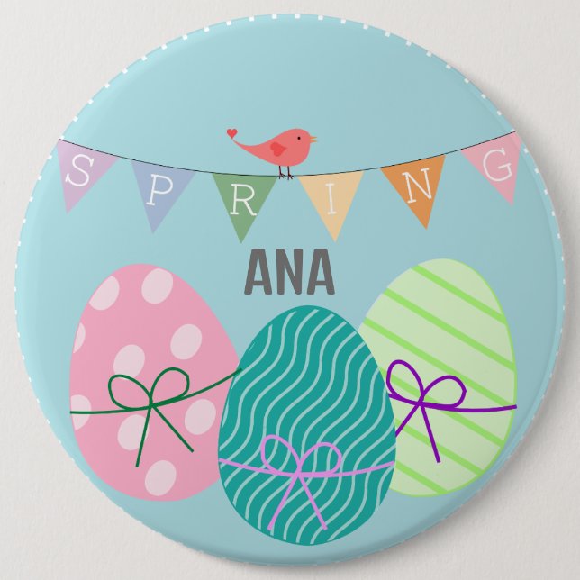 Spring and Easter colorful eggs  Button (Front)