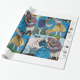 SPRING AND SUMMER ART DECO BEAUTY FASHION COSTUME WRAPPING PAPER