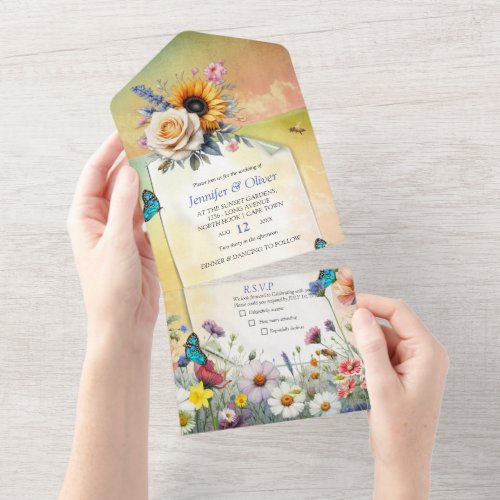 Spring and Summer Blooming Florals All In One Invitation