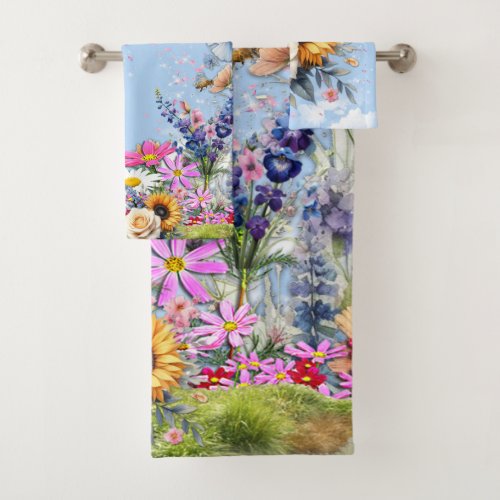 Spring and Summer Blooming Florals Bath Towel Set
