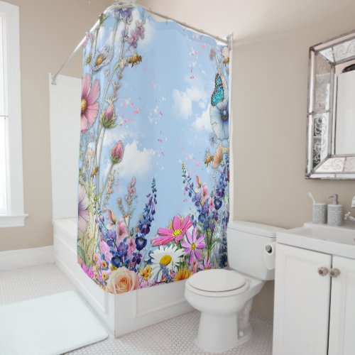 Spring and Summer Blooming Florals Shower Curtain