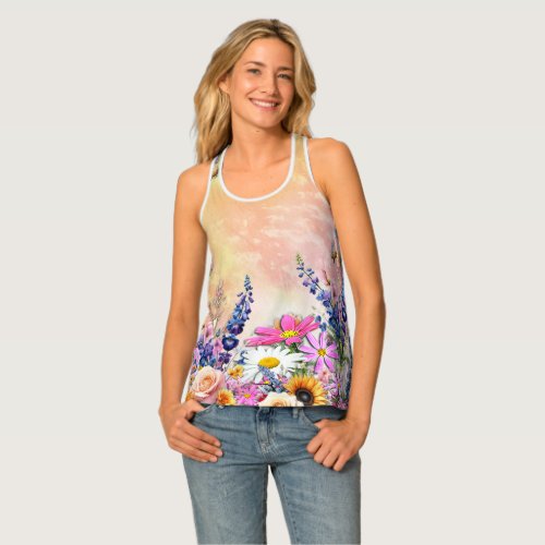 Spring and Summer Blooming Florals Tank Top