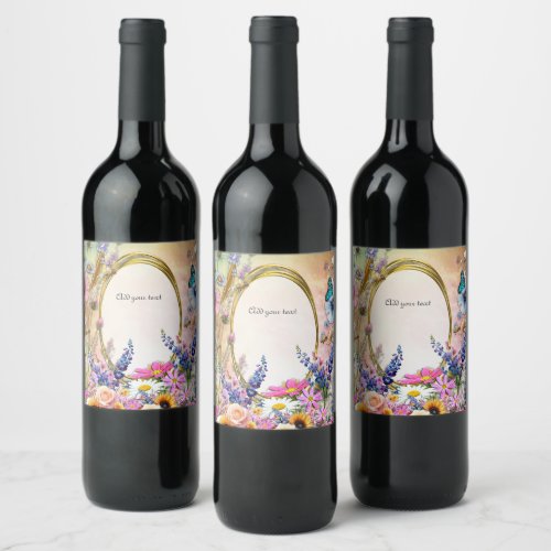Spring and Summer Blooming Florals Wine Label