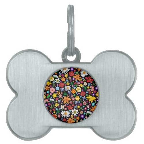 Spring and Summer Flowers Pet Name Tag