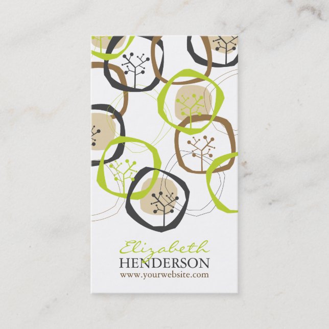 Spring And Summer Organic Tree Rings Modern Nature Business Card (Front)