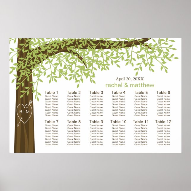 Spring and Summer Tree Wedding Seating Chart (Front)