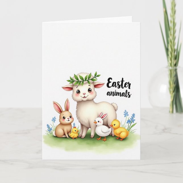 Spring Animal Friends Cute Card (Front)