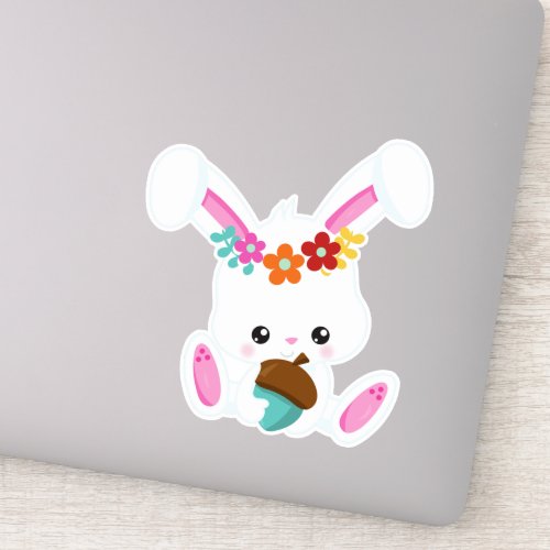 Spring Animals Cute Bunny Little Bunny Flowers Sticker