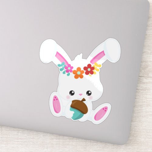 Spring Animals Cute Bunny Little Bunny Flowers Sticker