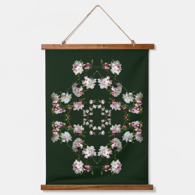 Spring Apple Blossoms Floral Abstract Hanging Tapestry (Front)