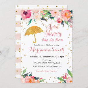 Spring April Shower Bring May Flowers Invitation
