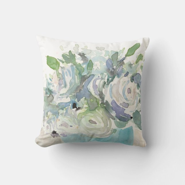 Spring Arrangement - Watercolor Bouquet Throw Pillow (Front)