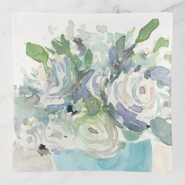 Spring Arrangement - Watercolor Bouquet Trinket Tray (Front)