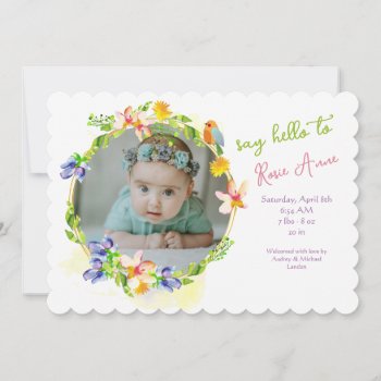 Spring Arrival Photo Birth Announcement by CottonLamb at Zazzle