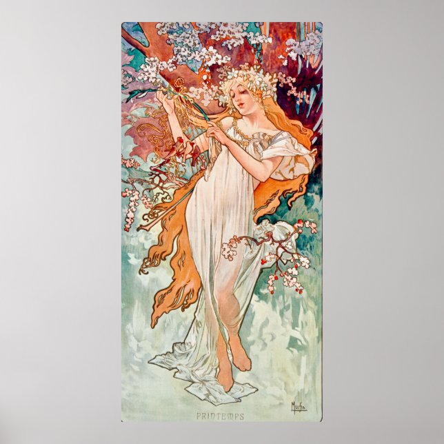 Spring Art Nouveau Painting by Alphonse Mucha Poster (Front)