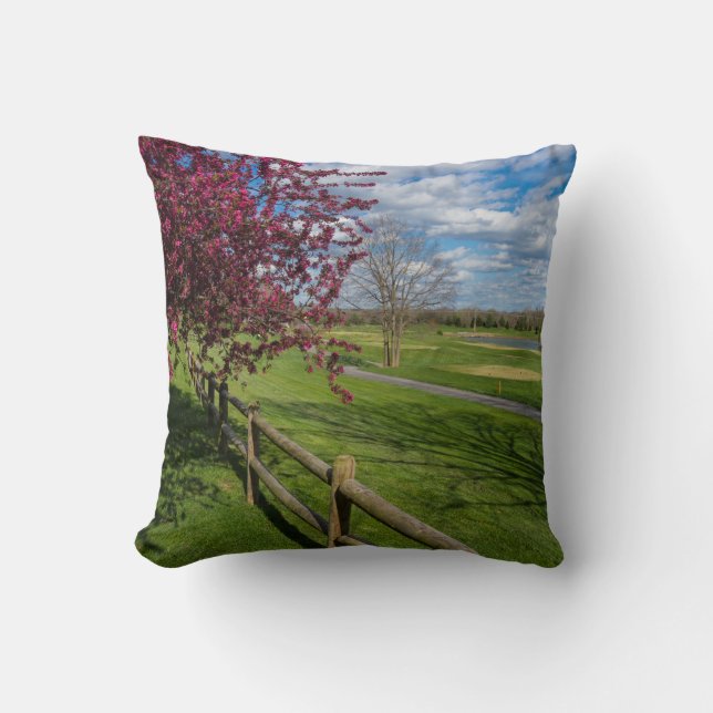 Spring At Rivercut Throw Pillow (Front)